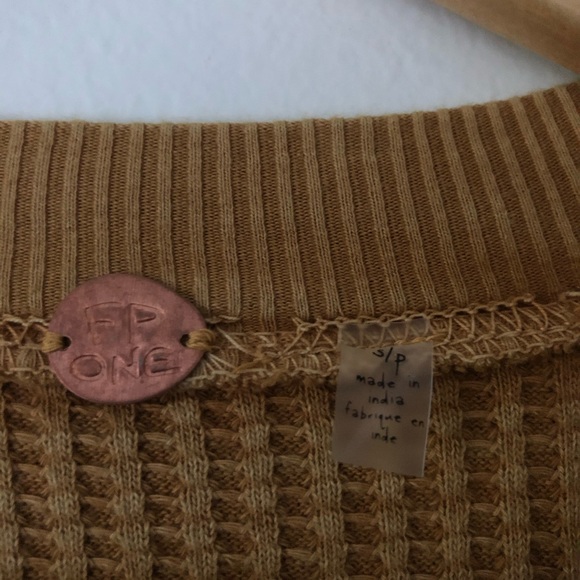 Free People Tasha Thermal Mustard Top - Picture 6 of 7